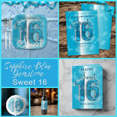 Assiettes En Carton Style Chic Glam Bleu Sapphire Gemstone Sweet 16
