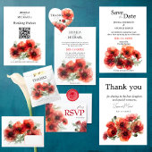 Carte De Remerciements Avec des pavots Scarlet Petal Serenade