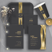 Menu de mariage Sculptural Waves Noir mat ID1312