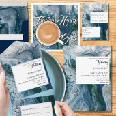 Carte D'accompagnement Sea Blues Alcohol Ink Paint Elegant Wedding