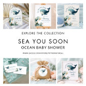 Poster Printable Sea You Soon Whale Baby Shower White