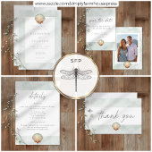 Invitation Seashell Watercolor Minimalist Beach Wedding