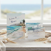 Save The Date Aquarelle Palm Tree Plage tropicale Mariage