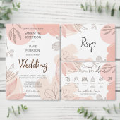 Invitation Champagne Blush Rose - Mariage floral à main (Personnalisez la collection de ce créateur indépendant.)