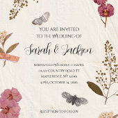 Carte Postale Shabby Chic Mariage Pressé Fleurs Enregistrer la d