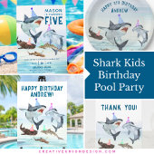 Carte Shark Birthday Pool Party Personalized Thank You