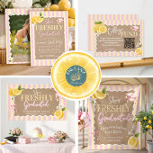 Poster Citrons rayés rose diplômés fraîchement