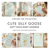 Invitation Silly Goose Teal Design Bib Baby Shower Game Card