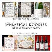 Printable Doodles Black Welcome to New Year Party Poster