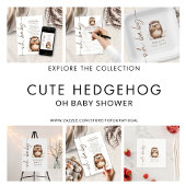 Hedgehog Tourbé Script Oh Baby shower Livre d'invi