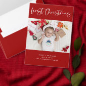 Papier Budget Baby First Christmas Photo Small Flat Card (Personnalisez la collection de ce créateur indépendant.)