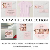 Carte De Visite Mini Blush Pink Black Script Photo Makeup
