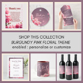 Pink Floral Bourgogne Merci Cartes