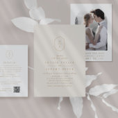 Carte De Remerciements MARIAGE photo SHYLAH Flat Minimal Gold Cream Boho