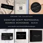Carte De Visite Script minimal QR Code professionnel noir
