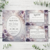 Invitation Mariage Fleurs d'Hiver Argent et Améthyste Douce (Personnalisez la collection de ce créateur indépendant.)