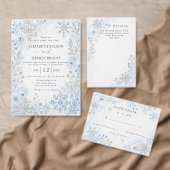 Invitation Flocons de neige bleu argent Mariage Code QR Hiver (Personnalisez la collection de ce créateur indépendant. )