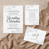 Invitation Silver Floral Filigree Élégant Mariage chic (Personnalisez la collection de ce créateur indépendant. )