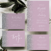 Faire-part Parties scintillant d'argent moderne Dusty Lilac E