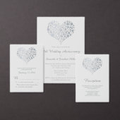 Serviette En Papier Élégant Mariage Faux Argent Foil Heart (Personnalisez la collection de ce créateur indépendant.)