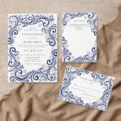 Cartons Réponse Code QR Mariage Hiver Flocons de Neige Navy Argent (Personnalisez la collection de ce créateur indépendant. )