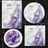 Serviette En Papier Robe violette argentée Princesse Quinceañera