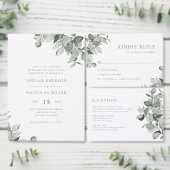 Cartons Réponse Mariage simple d'aquarelle Eucalyptus (Personnalisez la collection de ce créateur indépendant.)