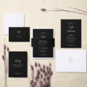 Sticker Rond Black & White Elegant Wedding Return address