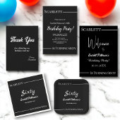 Invitation Elégant Chic Noir et Blanc Simple 60e anniversaire