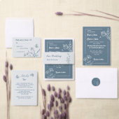 Dessous-de-verre En Papier Romantique élégant bleu foncé mariage (Personnalisez la collection de ce créateur indépendant.)