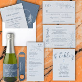 Dusty Blue Simple Boho Floral Wedding Menu