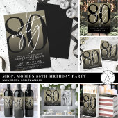 Invitation Élégant Or 80e Anniversaire