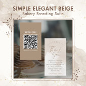 Carte De Visite Simple Élégant Beige Laissez un avis QR Code
