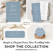 Étiquette Simple Dusty Blue Script Wedding Return Address