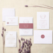 Invitation Élégant Rose Gold Cherry Blossom Monogram Crest (Personnalisez la collection de ce créateur indépendant.)