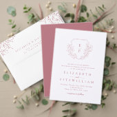 Invitation Or Elegant Simple Cerise Blossom Monogram Crest (Personnalisez la collection de ce créateur indépendant. Test)