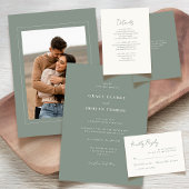 Invitation Élégant Simple Sage Green Neutral Classic Mariage