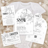 Sticker Rond Snow In Love White Bow Baby Shower Winter Favor