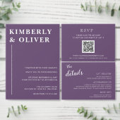 Invitation Simple minimaliste violet Mariage moderne (Personnalisez la collection de ce créateur indépendant.)