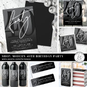 Étiquette Pour Bouteilles De Vin Modern Black 40th Birthday Party