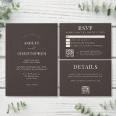 Simple Modern Brown Elegant Wedding Kaart (Personaliseer de collectie van deze zelfstandige maker.)