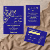 Menu Fleur d'or simple bleu mariage (Personnalisez la collection de ce créateur indépendant. )