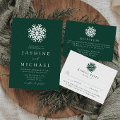 Invitation Simple Mariage Flocon de Neige Vert