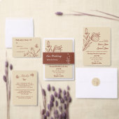 Dessous-de-verre Carré En Papier Romantique élégant mariage à fleurs en terre cuite (Personnalisez la collection de ce créateur indépendant.)