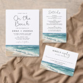 Invitation Mariage Moderne Aquarelle Sur La Plage Avec Code Q (Personnalisez la collection de ce créateur indépendant. )