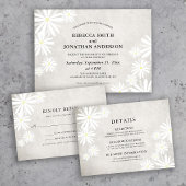 Invitation Mariage Bohème Rustique Fleurs Blanches Simples
