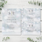 Moderne Zwarte en Gouden Monogram Winter Bruiloft  RSVP Kaartje (Personaliseer de collectie van deze zelfstandige maker.)