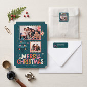 Collage de carte de Noël rétro timbre-poste