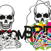 squelette noir blanc côtes