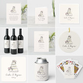 Étiquette Pour Bouteilles De Vin Custom Handwritten Blush Cream Doodle Wedding Cake